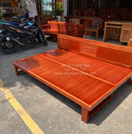 Giường gấp gỗ - ghế giường gỗ xoan đào 1m2x1m9 