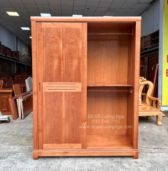 Tủ áo cửa lùa gỗ xoan đào 1m6 hiện đại 