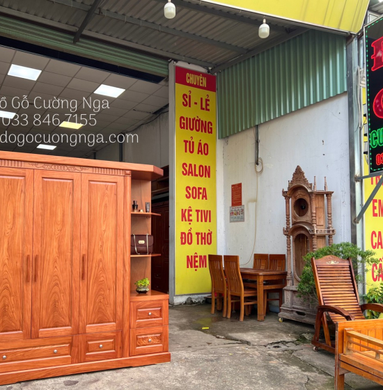 Tủ quần áo gỗ hương đá 3 cánh 1m9 - vế phải 
