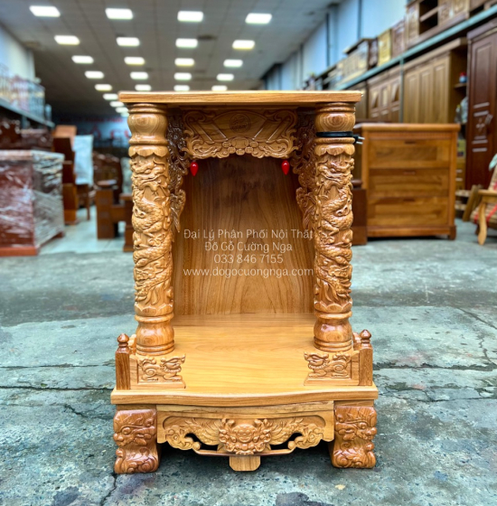 Bàn thờ ông địa thần tài gỗ gõ đỏ 60x88 - cột 10 giá rẻ 