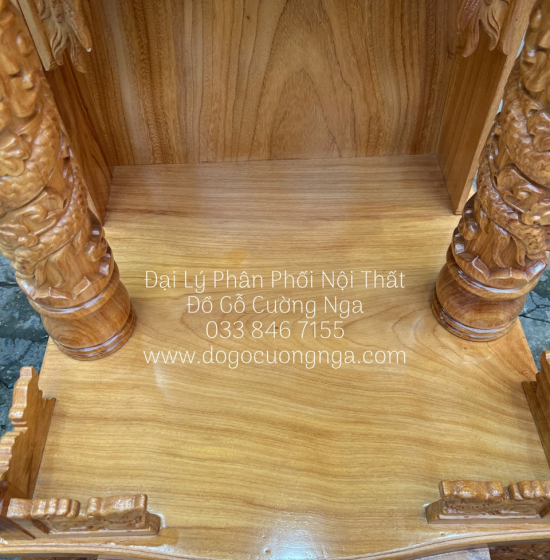 Bàn thờ ông địa thần tài gỗ gõ đỏ 60x88 - cột 10 giá rẻ 