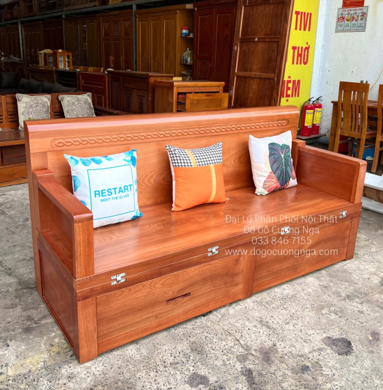 Giường Gấp Ghế Giường Gỗ Xoan Đào 1m2x1m9 - 2 Ngăn Kéo Cao Cấp