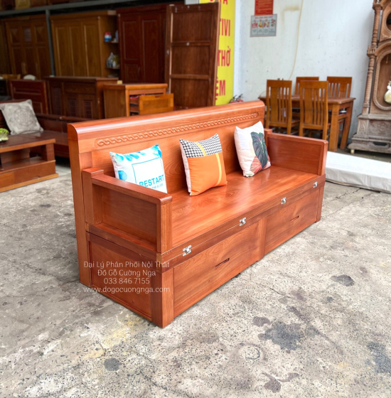 Ghế Giường Gỗ Xoan Đào 2 Ngăn Kéo 1m6x2m Hiện Đại 
