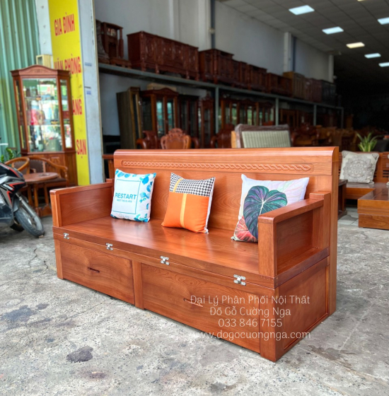 Giường Gấp Gỗ Xoan Đào 2 Ngăn Kéo 1m4x2m Cao Cấp 