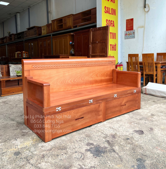 Giường Gấp Gỗ Xoan Đào 2 Ngăn Kéo 1m4x2m Cao Cấp 