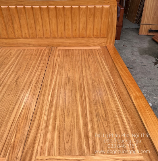 Giường Gỗ Gõ Đỏ Kiểu Nhật Chân Quỳ Cao Cấp - Vạt Phản Liền 