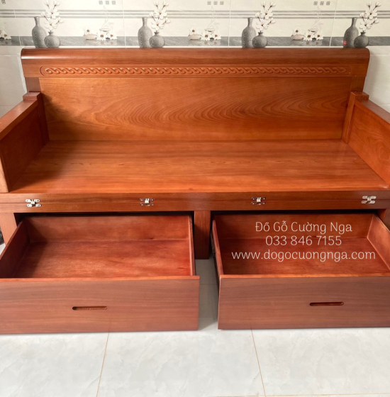 Ghế Giường Gỗ Xoan Đào 2 Ngăn Kéo 1m6x2m Hiện Đại 