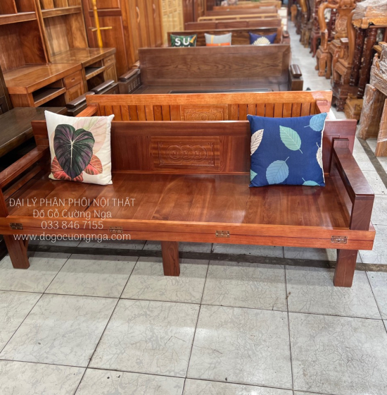 Giường gấp gỗ - ghế giường gỗ xoan đào 1m2x1m9 
