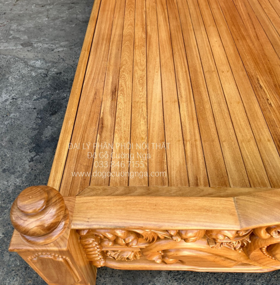 Giường Gỗ Gõ Đỏ Cao Cấp Mẫu Tim - Vạt Phản 