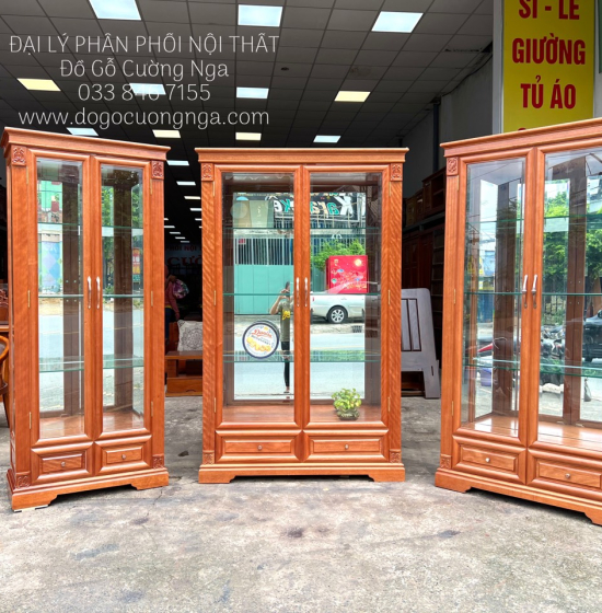 Tủ Rượu Gỗ Xoan Đào Cao Cấp 1m27 TG 14.2