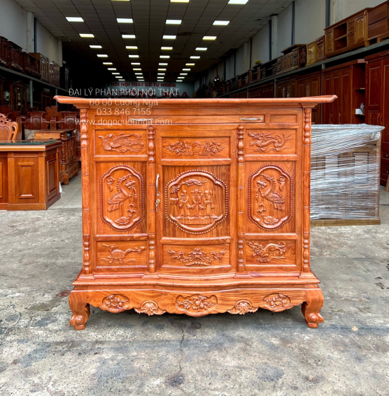 Tủ Thờ Gỗ Hương Đá Cao Cấp 1m53 Trạm Tam Đa TT 12.2
