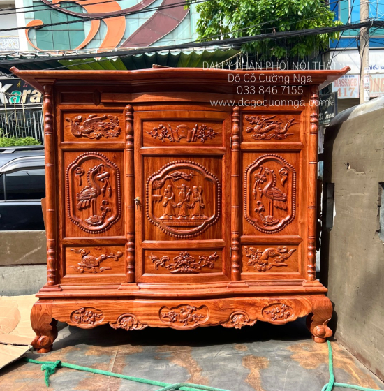 Tủ Thờ Gỗ Hương Đá Cao Cấp 1m53 Trạm Tam Đa TT 12.2