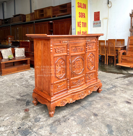 Tủ Thờ Gỗ Hương Đá Cao Cấp 1m53 Trạm Tam Đa TT 12.2