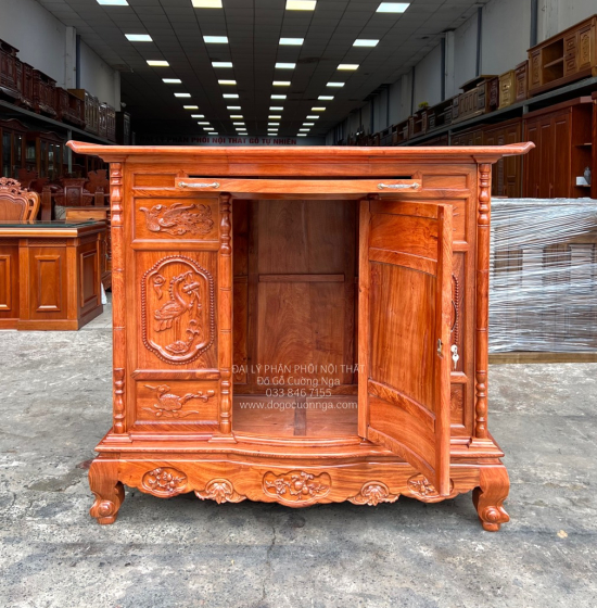 Tủ Thờ Gỗ Hương Đá Cao Cấp 1m53 Trạm Tam Đa TT 12.2