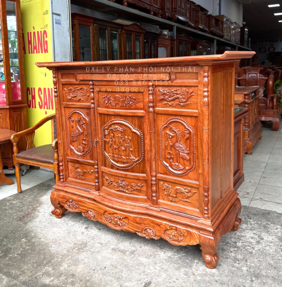 Tủ Thờ Gỗ Hương Đá Cao Cấp 1m53 Trạm Tam Đa TT 12.2