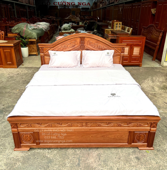 Giường Ngủ Gỗ Xoan Đào Tân Cổ Đẹp Giá Rẻ - Vạt Lan 