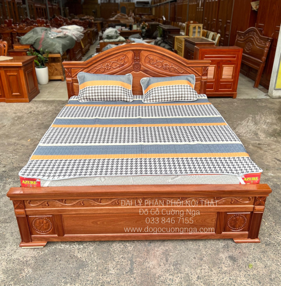 Giường Ngủ Gỗ Xoan Đào Tân Cổ Đẹp Giá Rẻ - Vạt Lan 