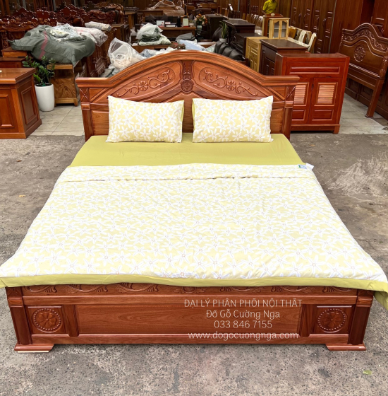 Giường Ngủ Gỗ Xoan Đào Hoa Dây Cao Cấp - Phản Thưa 