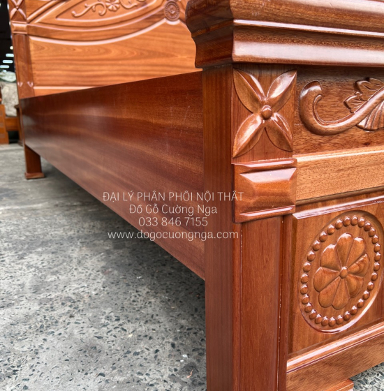 Giường Ngủ Gỗ Xoan Đào Hoa Dây Cao Cấp - Phản Thưa 