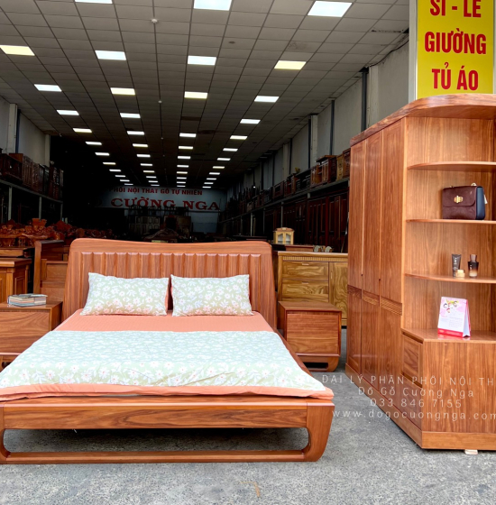 Giường Ngủ Kiểu Nhật Chân Quỳ Gỗ Cẩm Cao Cấp 