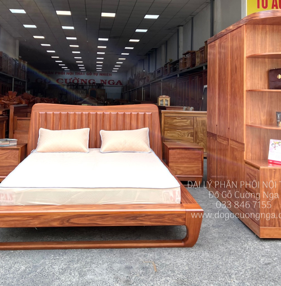 Giường Ngủ Kiểu Nhật Chân Quỳ Gỗ Cẩm Cao Cấp 