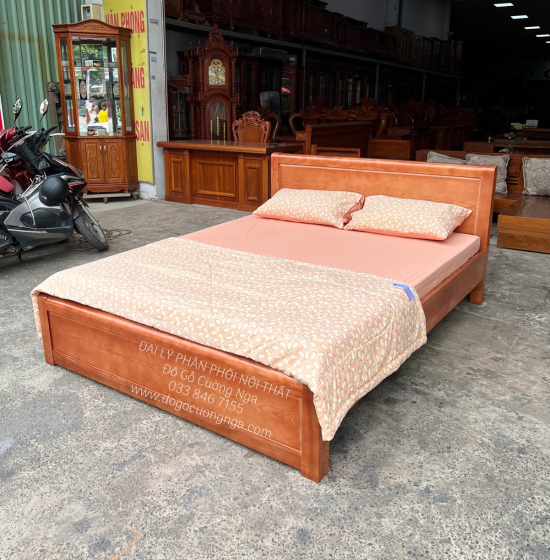 Giường Đơn Gỗ Sồi Nga 1m2x2m - Vạt Lan Mẫu Trơn 