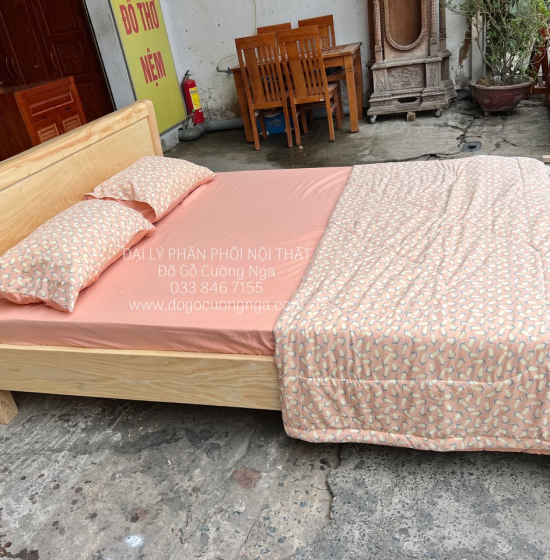 Giường Ngủ Gỗ Sồi Nga Phản Thưa Giá Rẻ - Mẫu Trơn 
