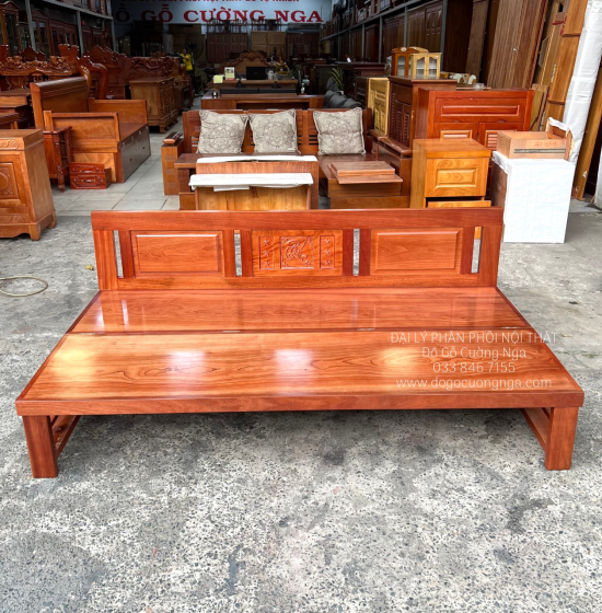 Giường Gấp Gỗ Xoan Đào 2 Ngăn Kéo Hiện Đại - Mặt Liền 