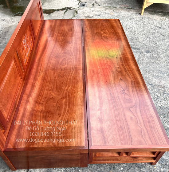 Giường Gấp Gỗ Xoan Đào 1m2 Mặt Liền Đẹp