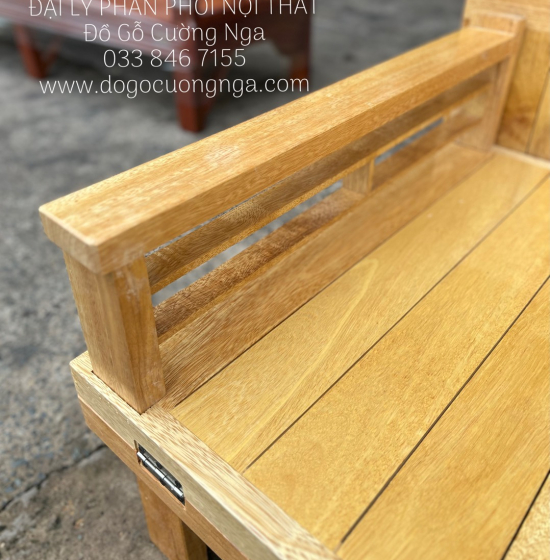 Ghế Giường Gấp Đa Năng Gỗ Sồi 1m4x1m9 Màu Tự Nhiên Giá Rẻ 