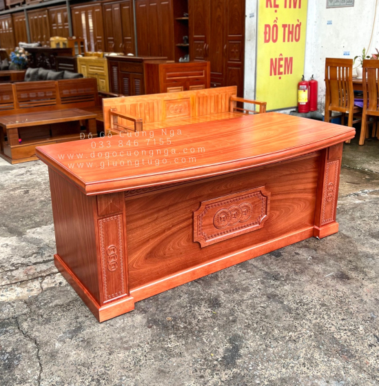 Bàn Ghế Làm Việc Gỗ Xoan Đào 1m8 Hiện Đại GĐ 21.9