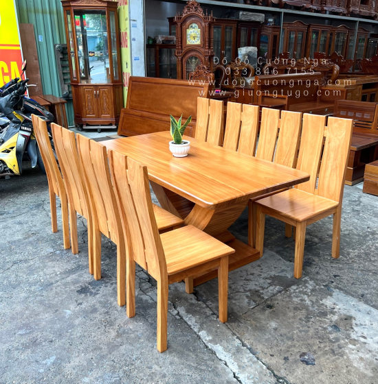 Bàn Ăn Gỗ Gõ Đỏ 8 Ghế Hiện Đại BG 11-12