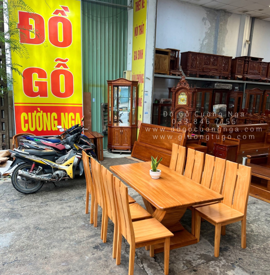 Bàn Ăn Gỗ Gõ Đỏ 8 Ghế Hiện Đại BG 11-12