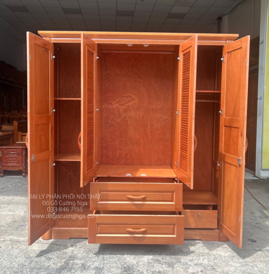 Tủ quần áo gỗ xoan đào 4 cánh cao cấp 