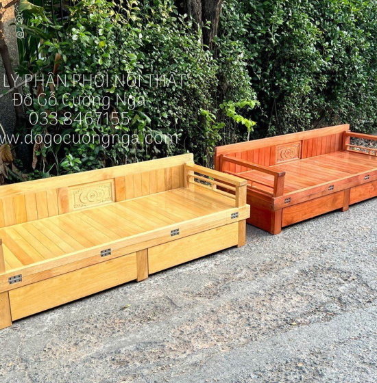 Giường Gấp Gỗ Sồi 1m6x1m Ngăn Kéo Đa Năng Giá Rẻ 