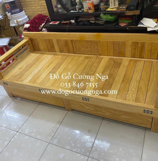 Giường Gấp Gỗ Sồi 1m6x1m Ngăn Kéo Đa Năng Giá Rẻ 
