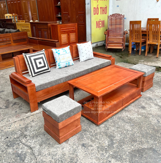 Ghế Sofa Gỗ Sồi Nga 1 Văng Giá Rẻ Kèm Nệm