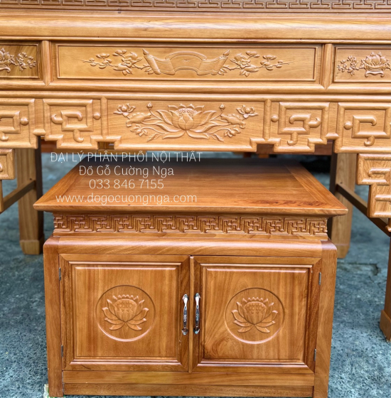 Bàn Thờ Án Gian Gỗ Gõ Đỏ Cao Cấp Trạm Sen