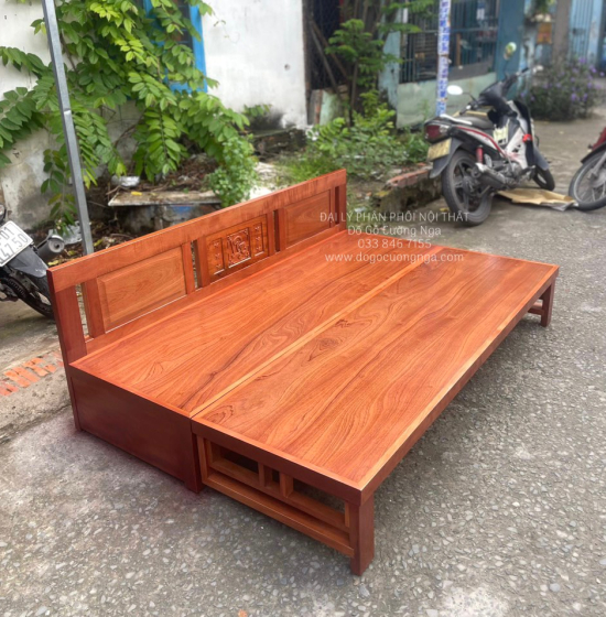 Giường Gấp Gỗ Xoan Đào 2 Ngăn Kéo Cao Cấp Đủ Cỡ 