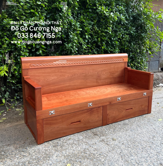 Giường Gấp Gỗ Xoan Đào 2 Ngăn Kéo 1m4x2m Cao Cấp 