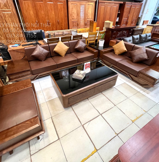 Ghế Sofa Gỗ Sồi Nga Cao Cấp Thiết Kế 2 Văng Thuyền Kèm Nệm 