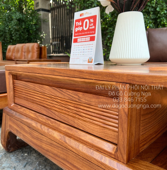 Sofa Gỗ Hương Vàng Góc L 2m8x1m8 Kèm Nệm Mẫu Mới 