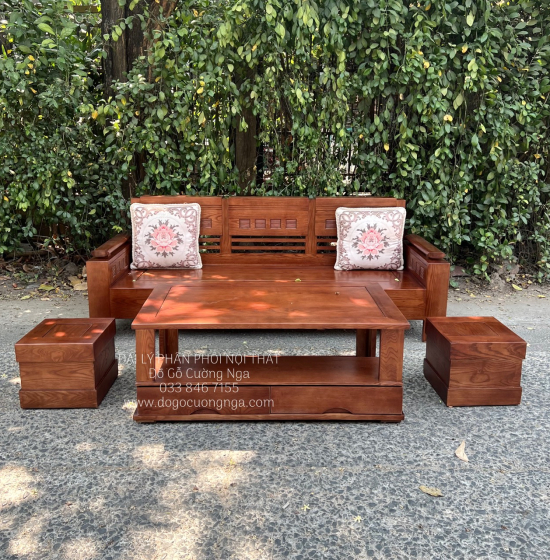 Sofa Gỗ Sồi Nga Nhỏ Gọn Chung Cư Nhà Phố 