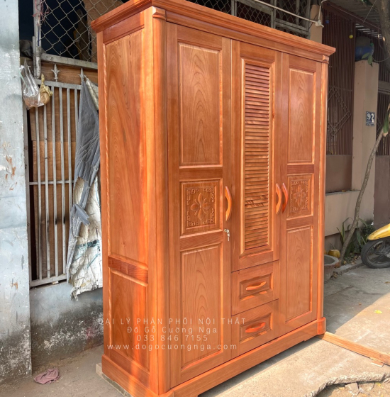 Tủ quần áo gỗ xoan đào 3 cánh cao cấp 
