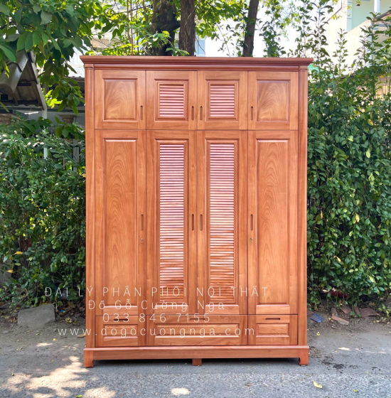 Tủ Áo Gỗ Xoan Đào 4 Cánh 2 Tầng Hiện Đại Giá Rẻ 
