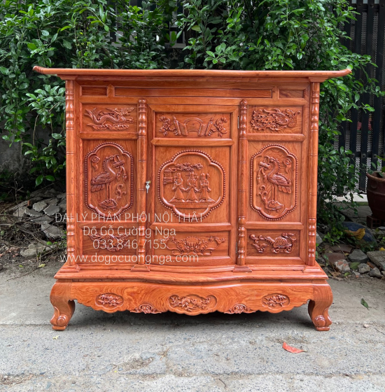 Tủ Thờ Gỗ Hương Đá Cao Cấp 1m53 Trạm Tam Đa TT 12.2