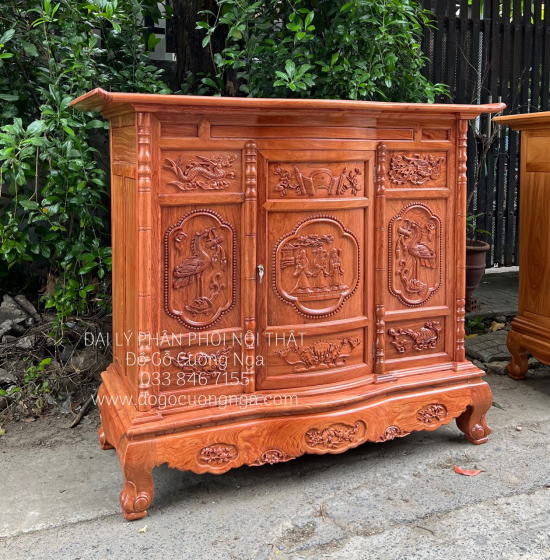 Tủ Thờ Gỗ Hương Đá Cao Cấp 1m53 Trạm Tam Đa TT 12.2