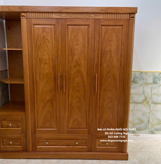 Tủ quần áo gỗ gõ đỏ 1m9 hiện đại - vế phải 