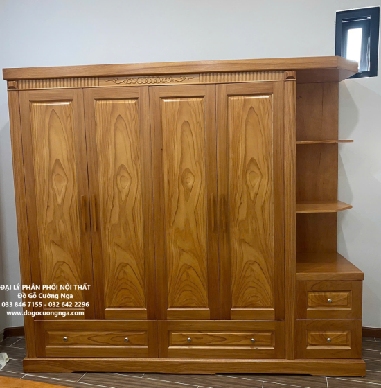 Tủ quần áo gỗ gõ đỏ hiện đại 2m3 - vế phải 