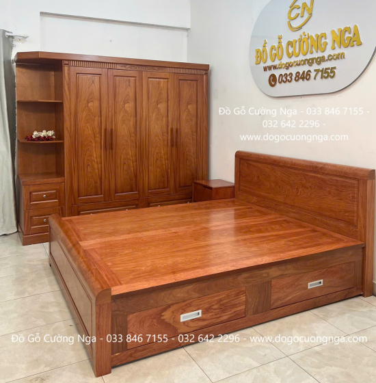Bộ Phòng Ngủ Gỗ Hương Đá Hiện Đại Tinh Tế 02